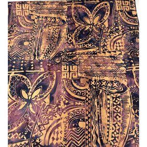 Handmade Batik Fabric 1/2 yard x 44" Gold Purple Abstract Print Ethnic Design